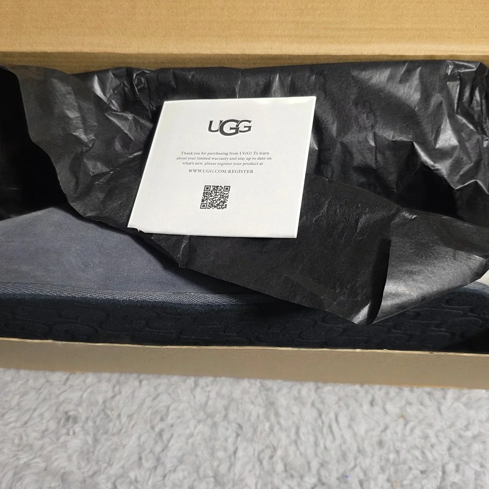 UGG Scuff Slipper Slide Shoes Gray‎ Suede Sheepskin Lined Mens 12 NIB